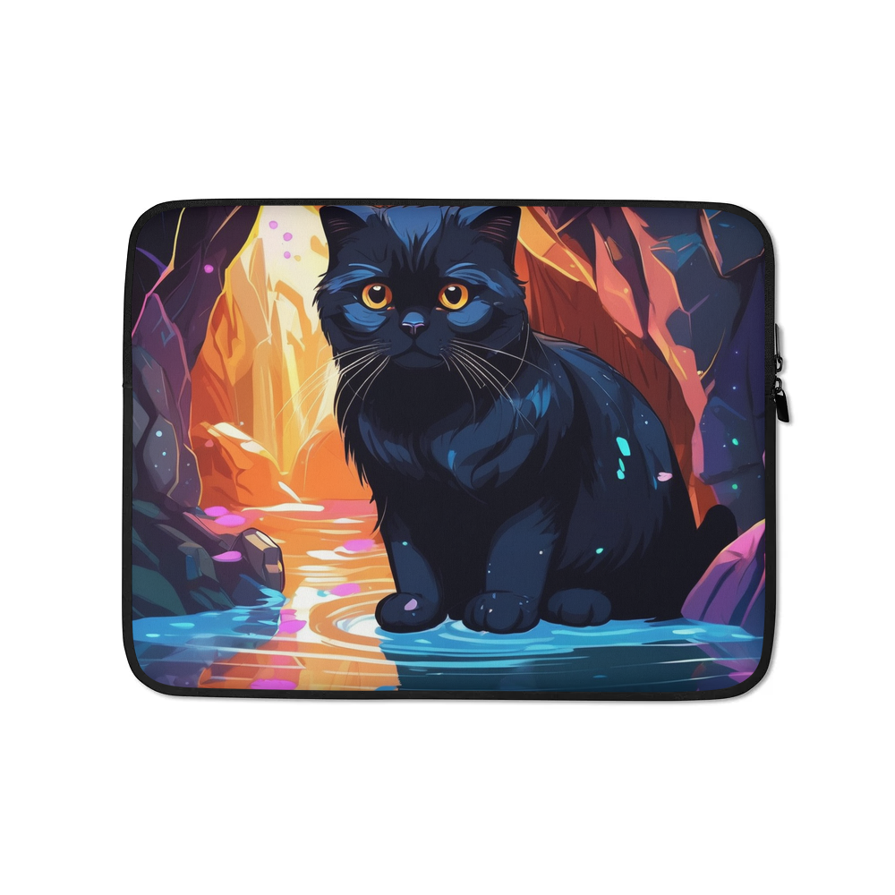PugMug Custom Black Scottish Fold Cat Laptop Sleeve