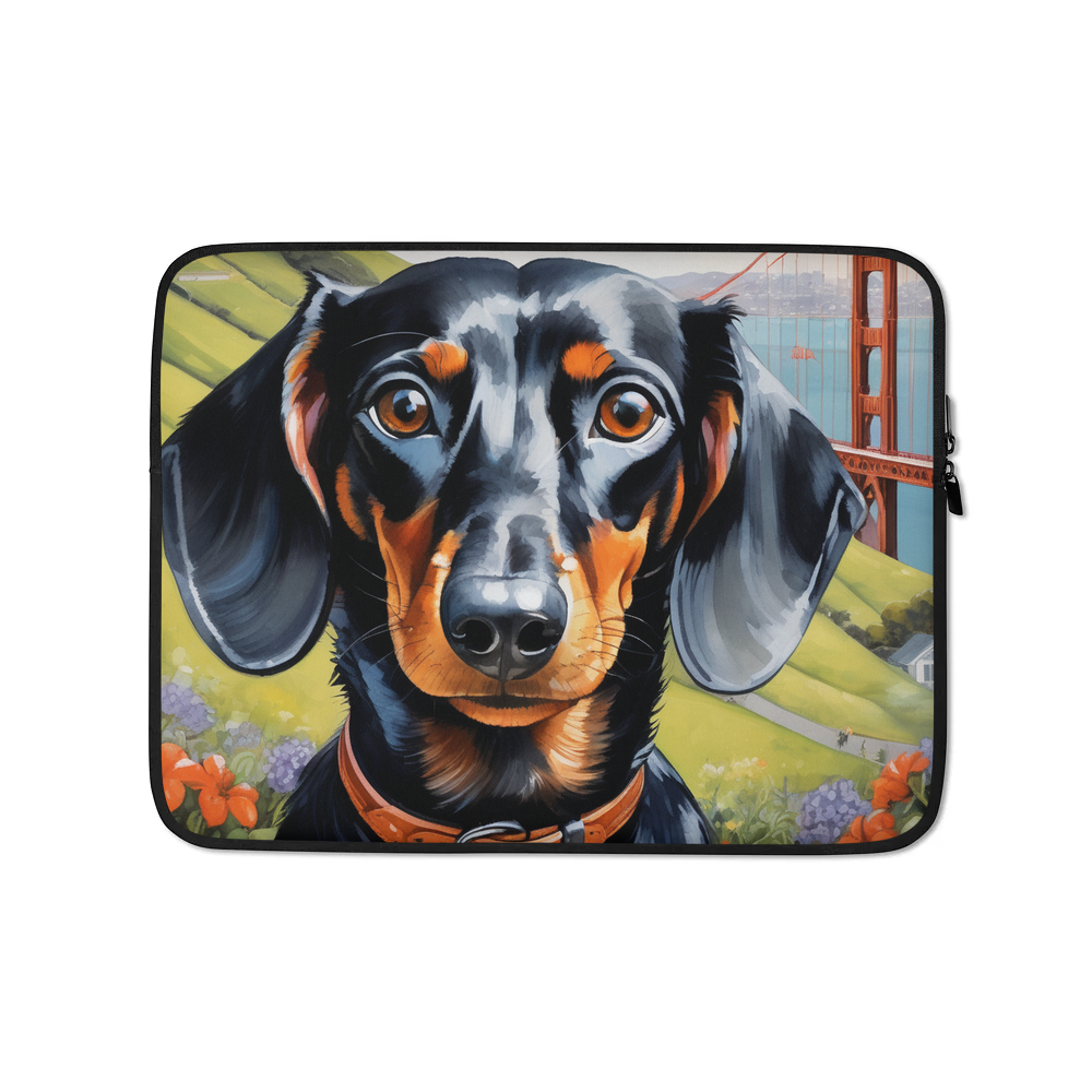PugMug Custom Black Dachshund Laptop Sleeve
