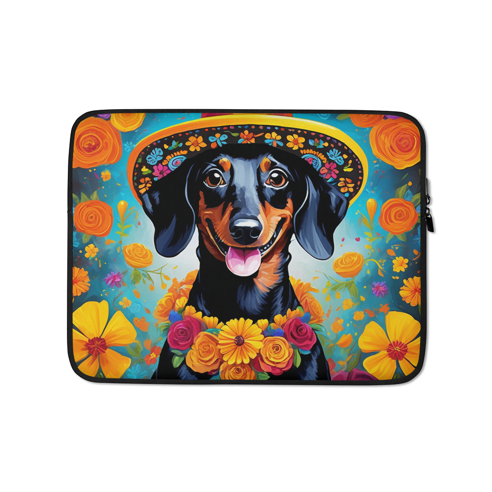 PugMug Custom Black Dachshund Laptop Sleeve