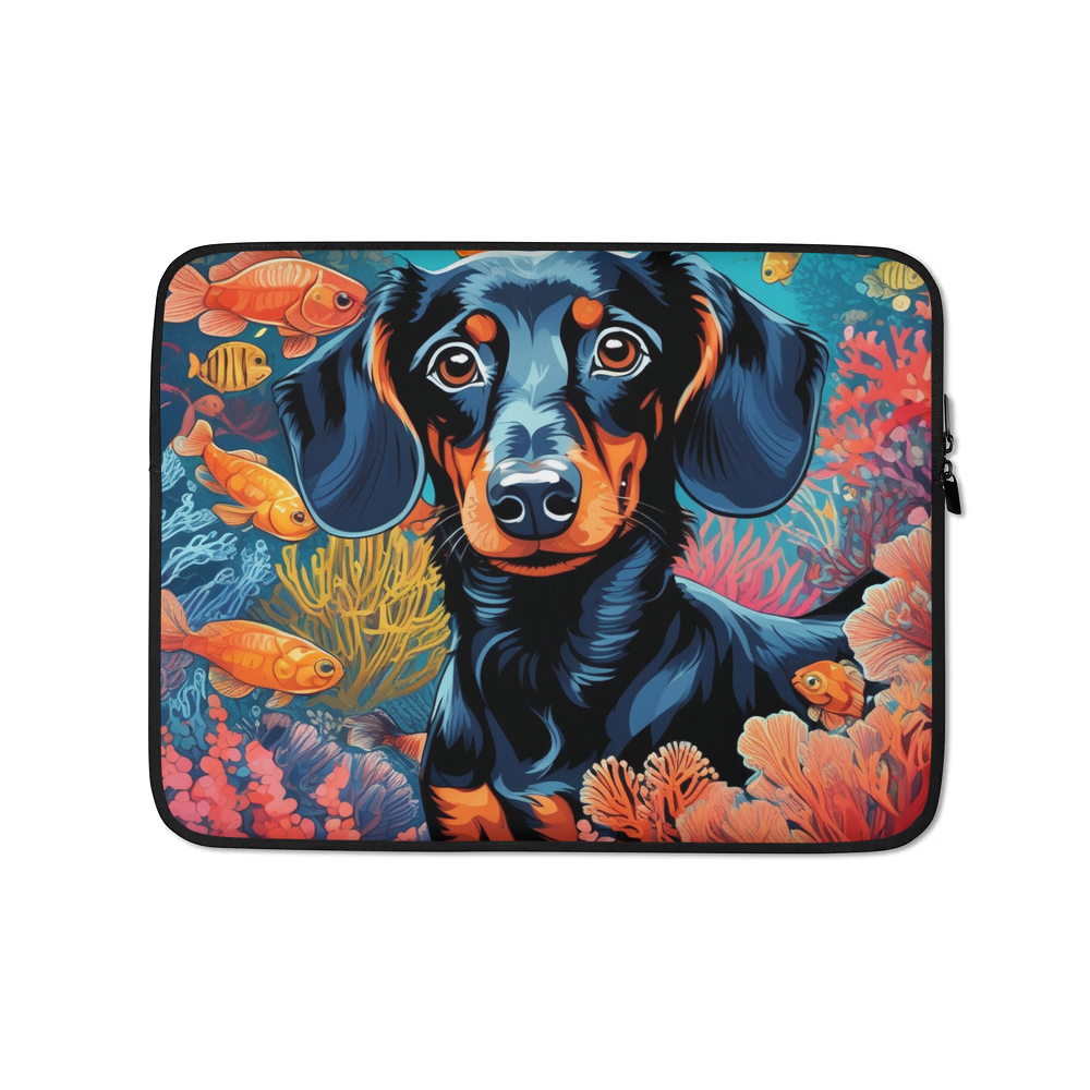 PugMug Custom Black Dachshund Laptop Sleeve