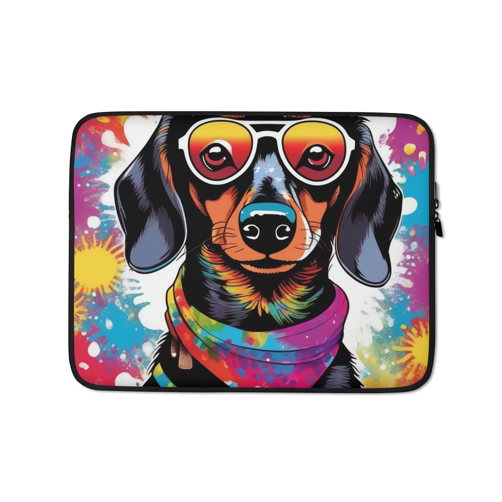 PugMug Custom Black Dachshund Laptop Sleeve