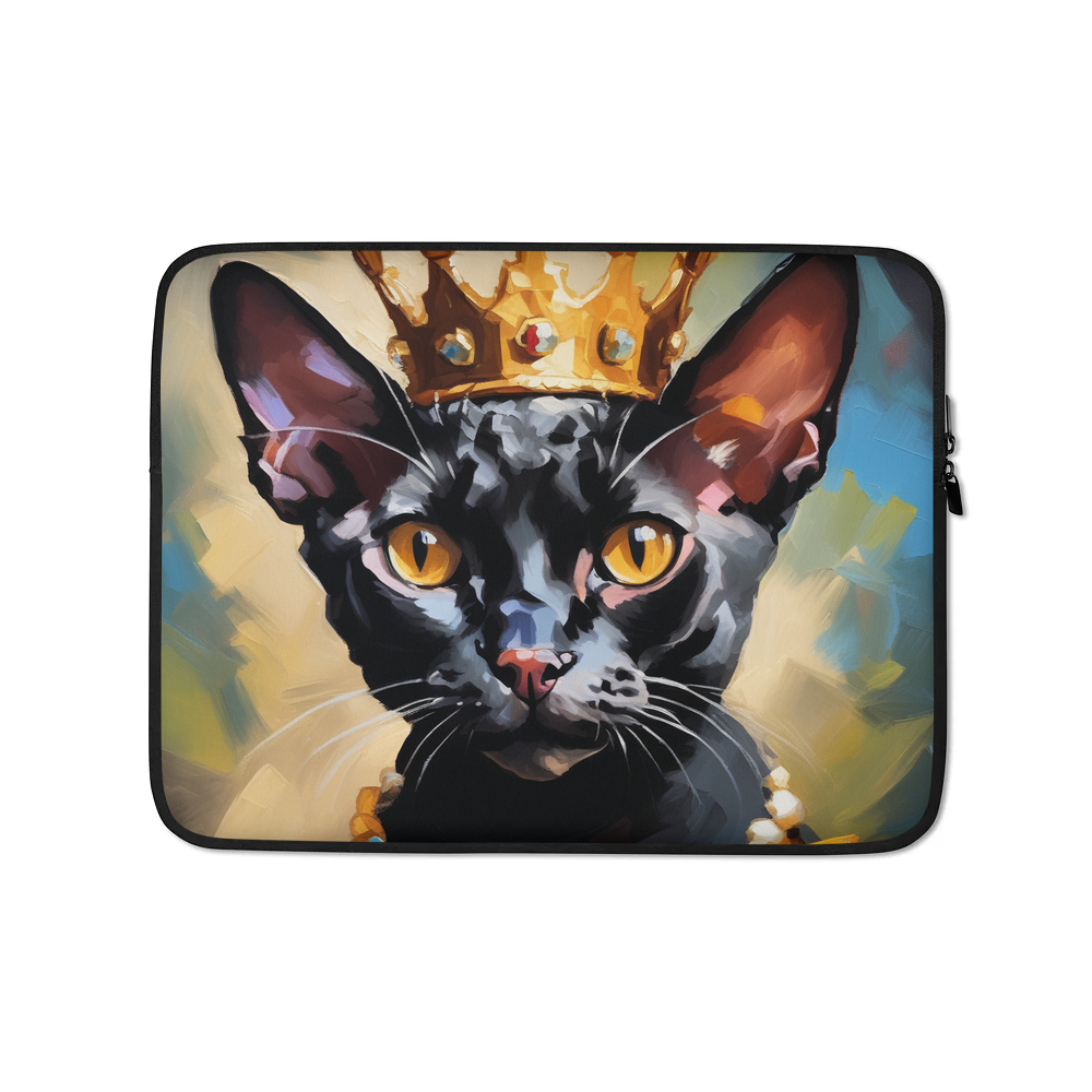 PugMug Custom Black Devon Rex Cat Laptop Sleeve
