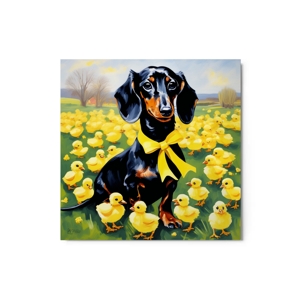 PugMug Custom Black Dachshund Metal Print