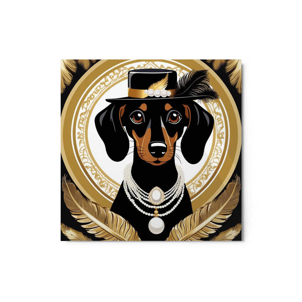 PugMug Custom Black Dachshund Metal Print