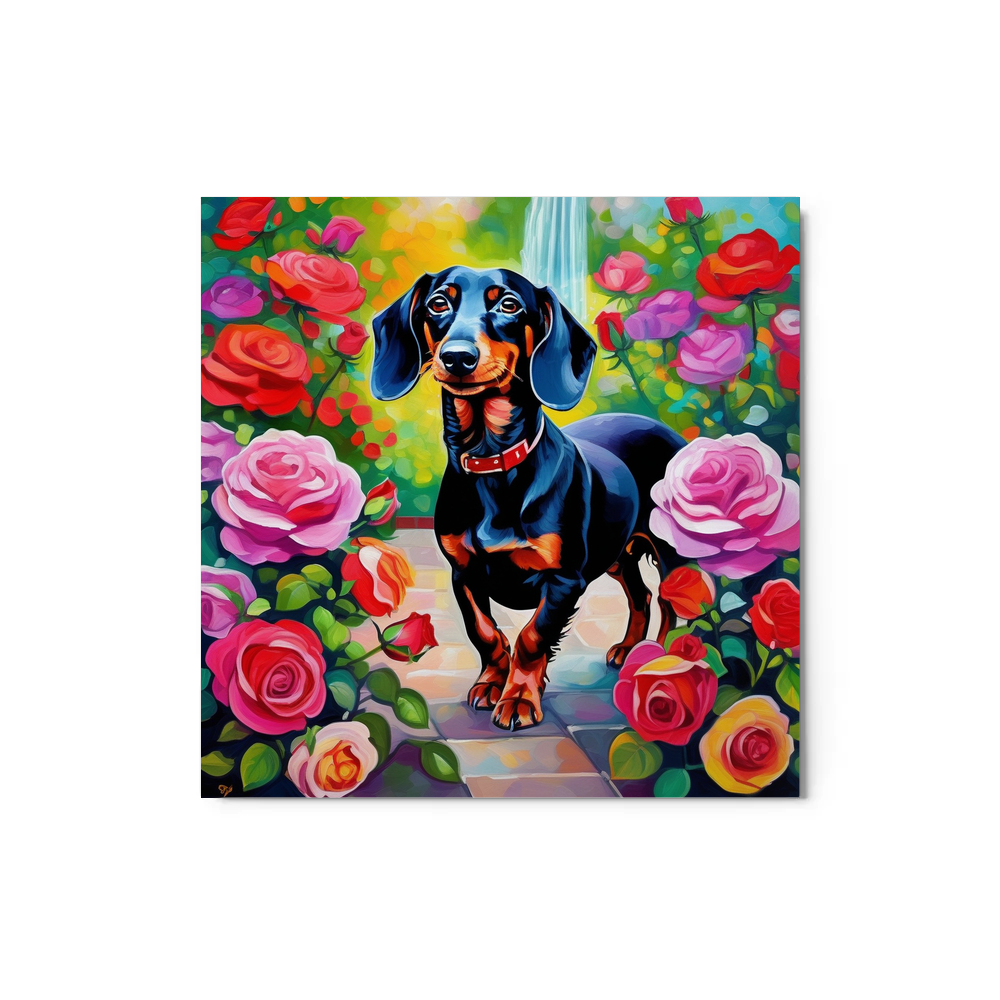 PugMug Custom Black Dachshund Metal Print