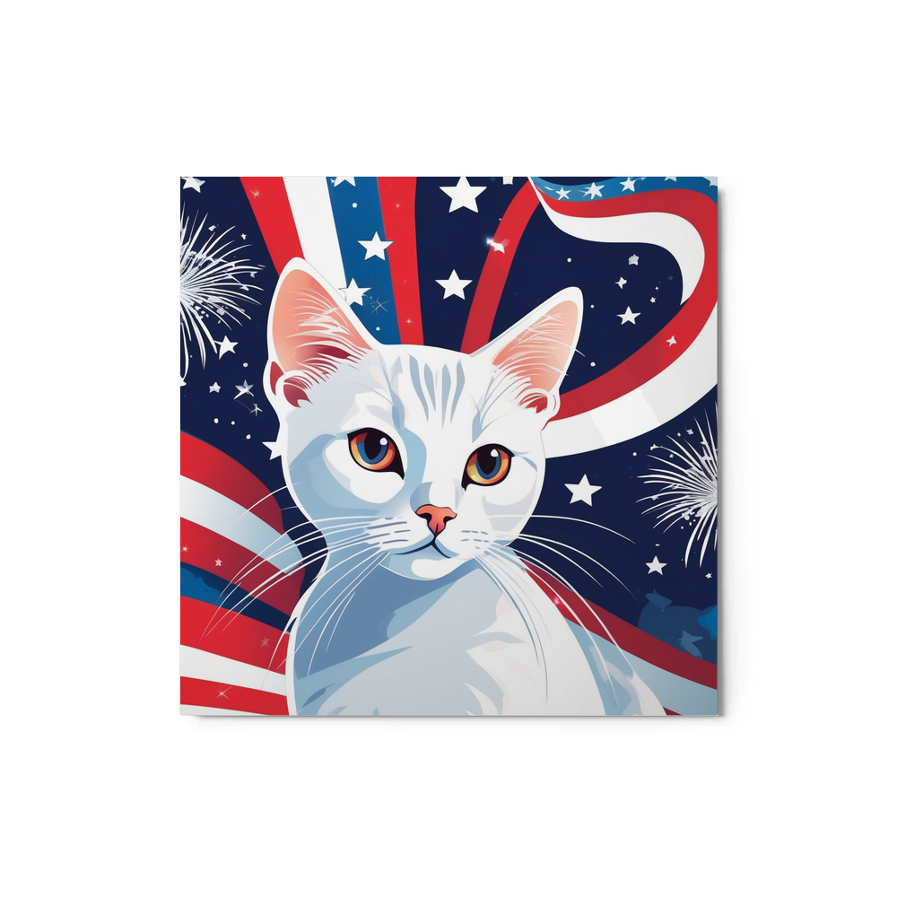 PugMug Custom White Companion Cat Metal Print