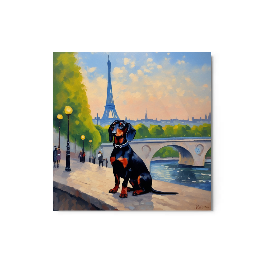 PugMug Custom Black Dachshund Metal Print