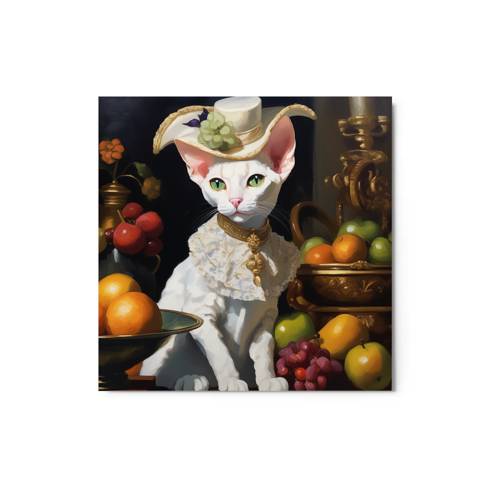 PugMug Custom White Devon Rex Cat Metal Print