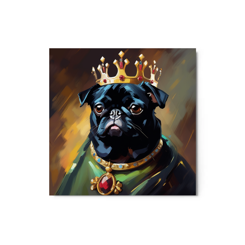 PugMug Custom Black Pug Metal Print