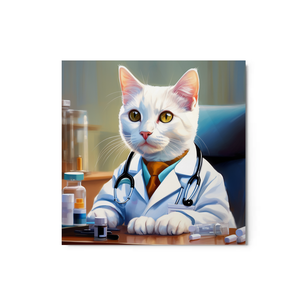 PugMug Custom White Companion Cat Metal Print