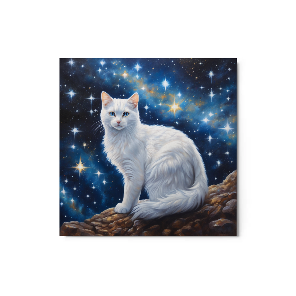PugMug Custom White Companion Cat Metal Print