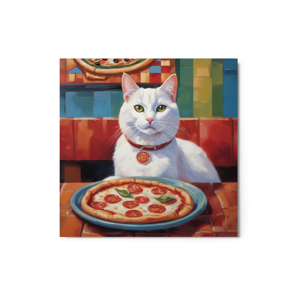 PugMug Custom White Companion Cat Metal Print