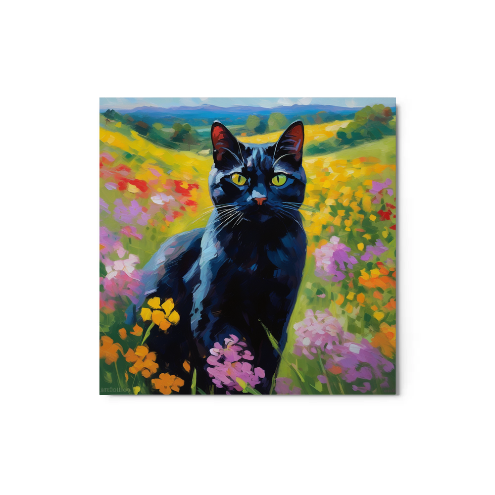 PugMug Custom Black American Shorthair Cat Metal Print