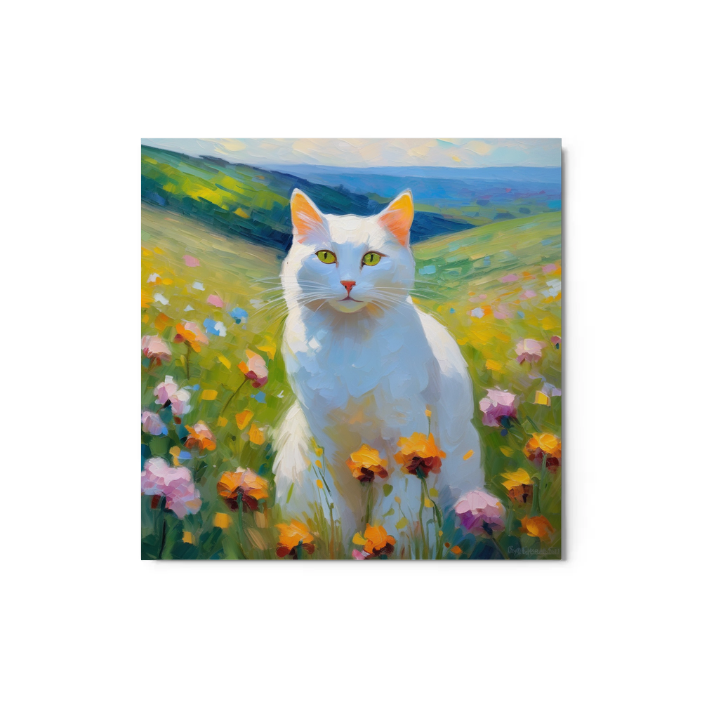 PugMug Custom White Companion Cat Metal Print