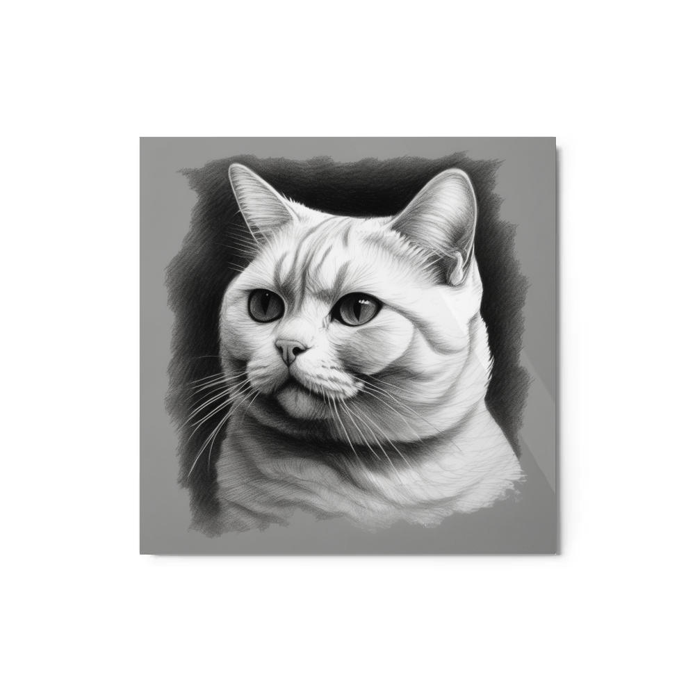 PugMug Custom White British Shorthair Cat Metal Print