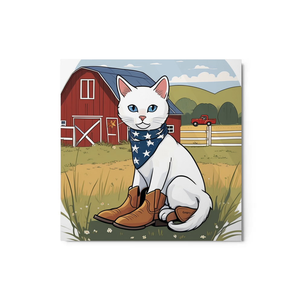 PugMug Custom White Companion Cat Metal Print