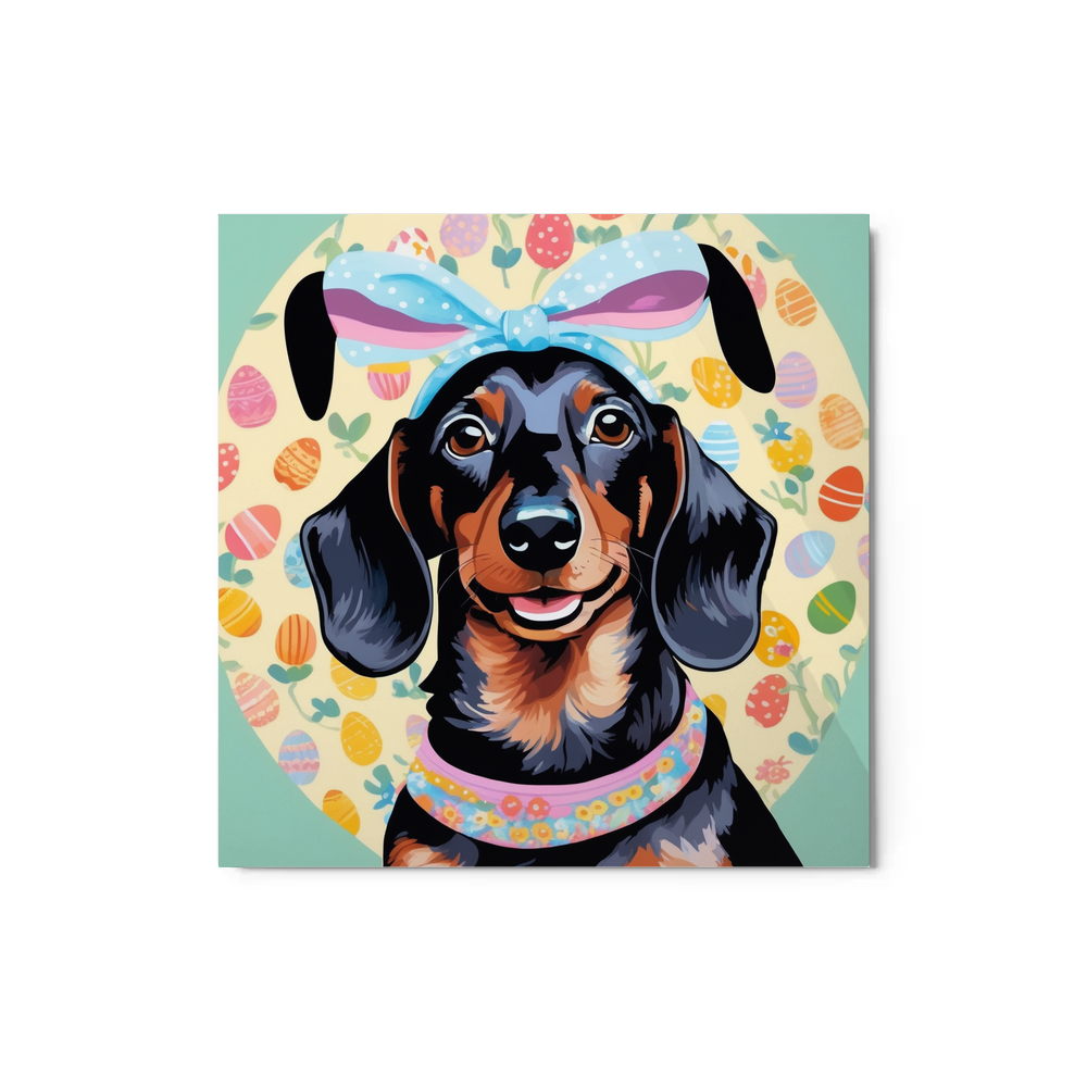 PugMug Custom Black Dachshund Metal Print