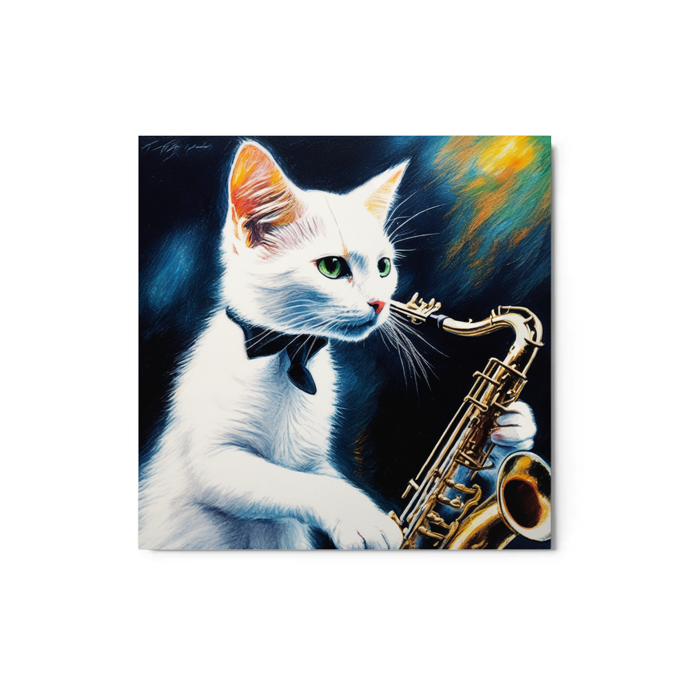 PugMug Custom White Companion Cat Metal Print