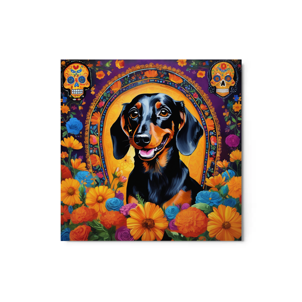 PugMug Custom Black Dachshund Metal Print