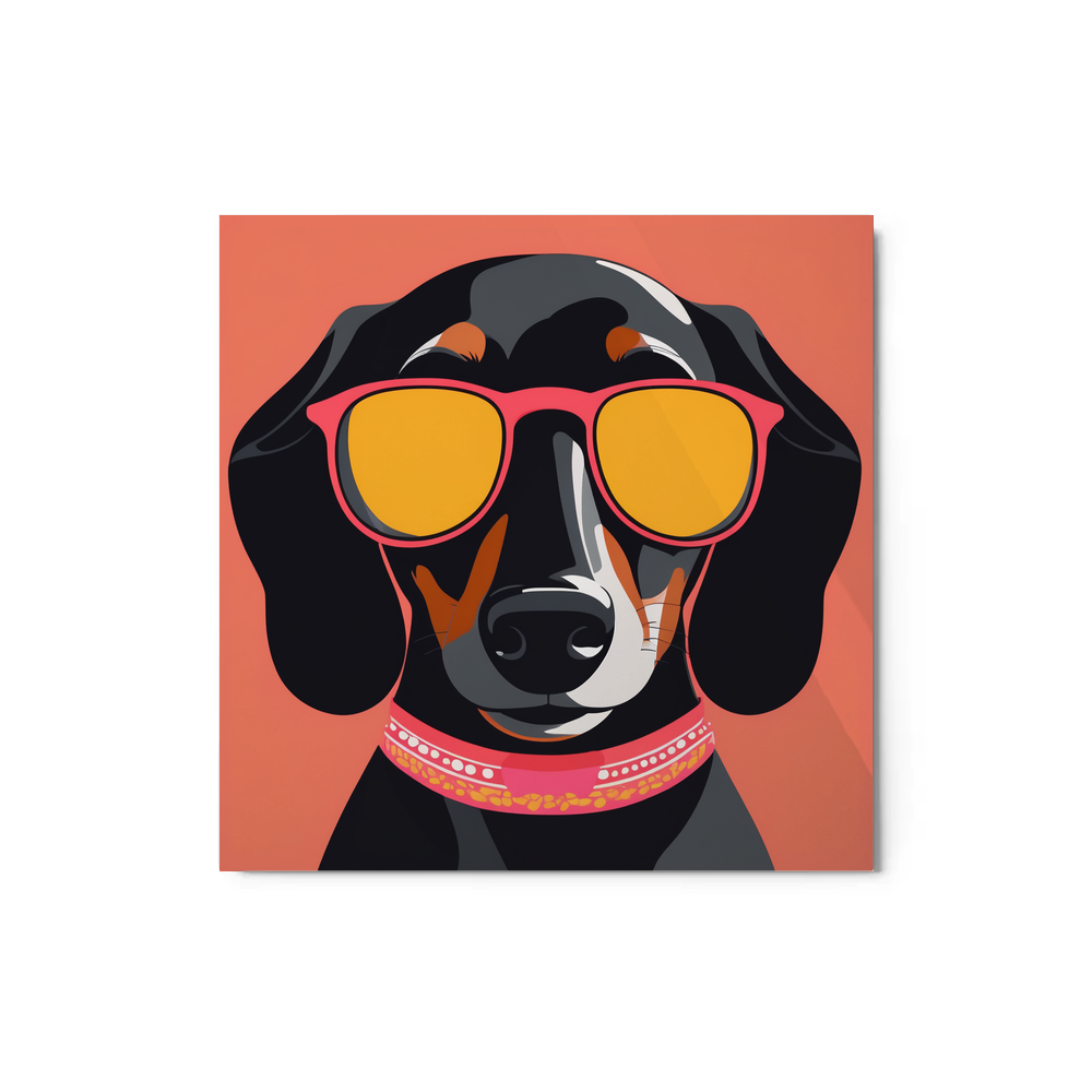 PugMug Custom Black Dachshund Metal Print