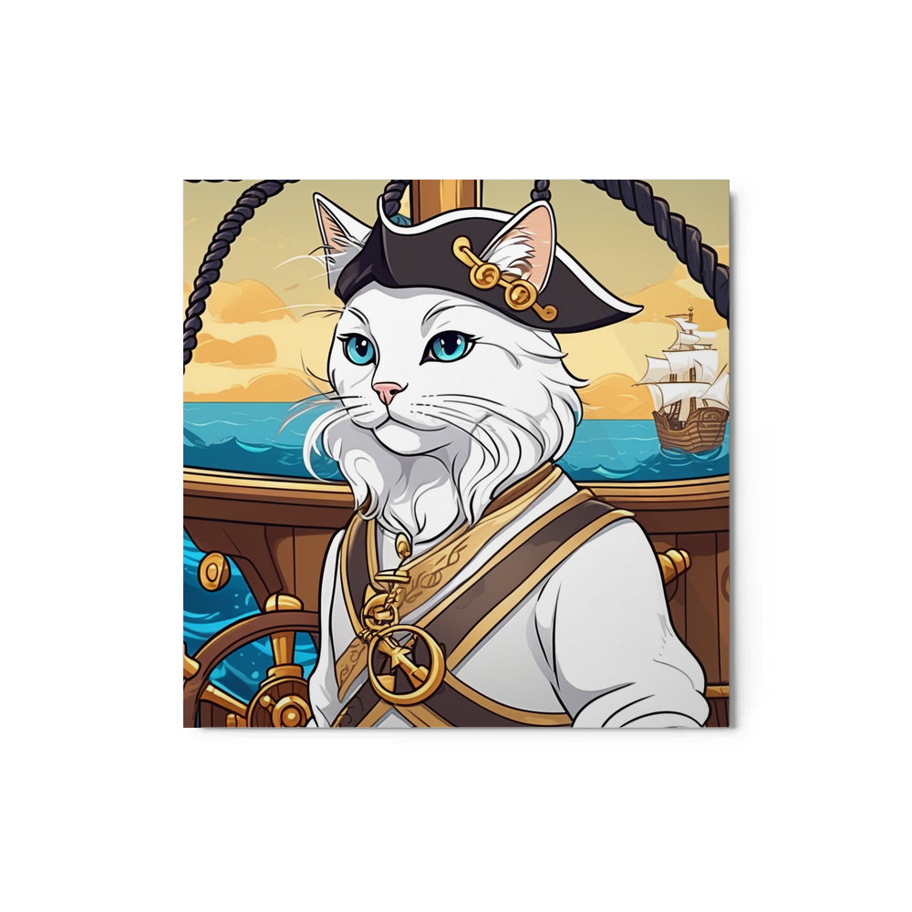 PugMug Custom White Companion Cat Metal Print