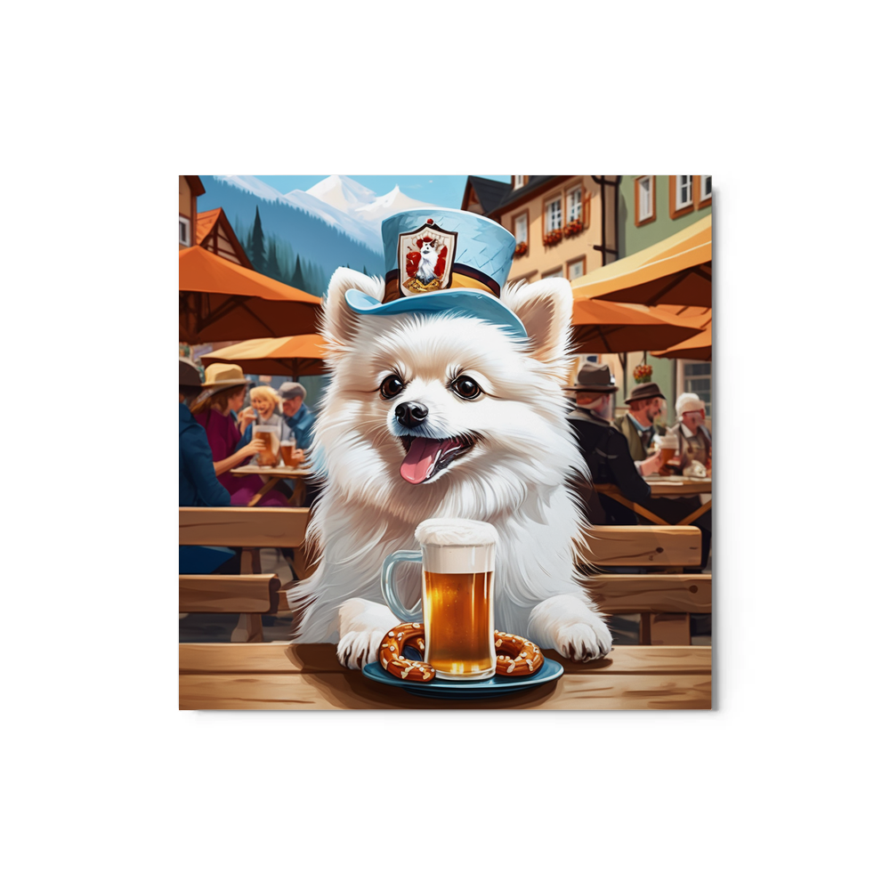 PugMug Custom White Pomeranian Metal Print