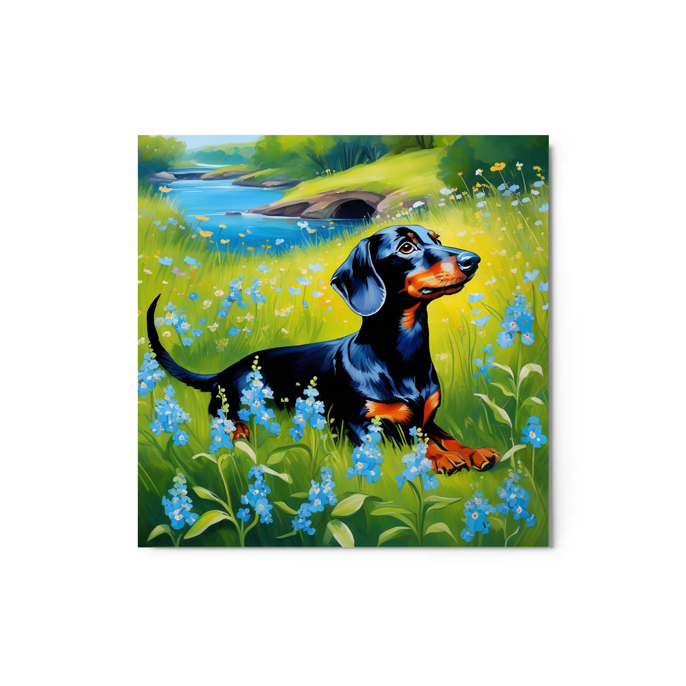 PugMug Custom Black Dachshund Metal Print