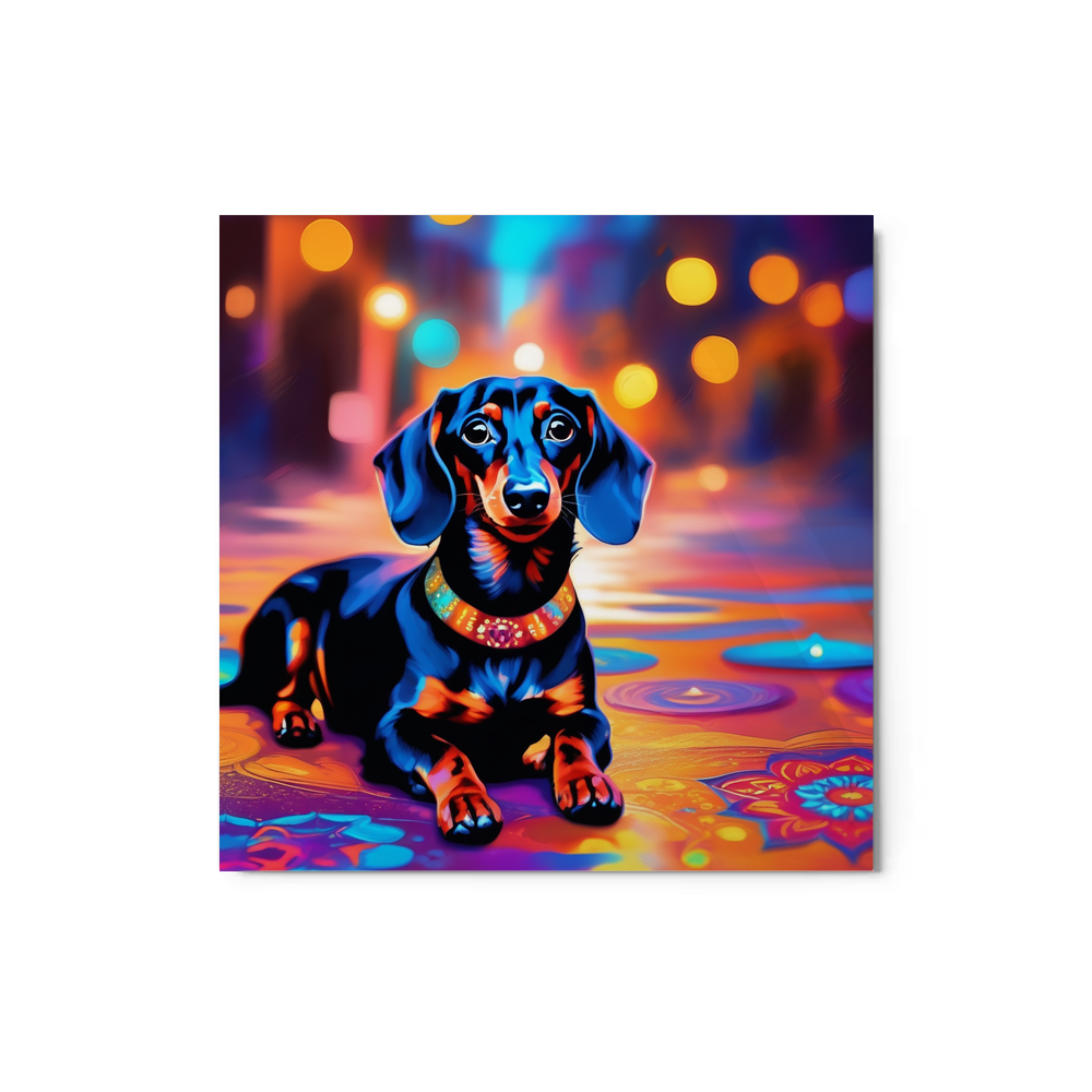 PugMug Custom Black Dachshund Metal Print