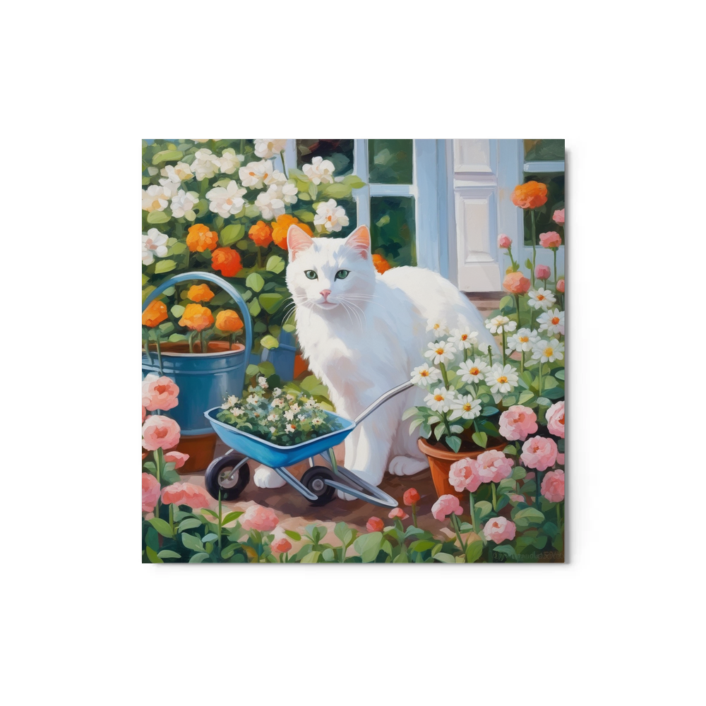 PugMug Custom White Companion Cat Metal Print