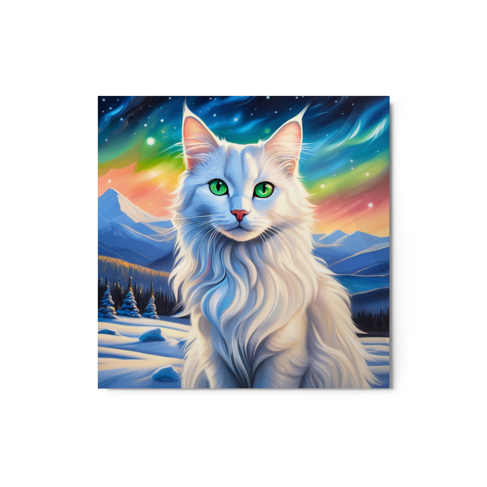 PugMug Custom White Companion Cat Metal Print