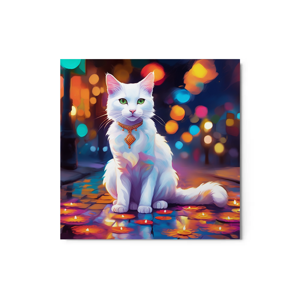 PugMug Custom White Companion Cat Metal Print