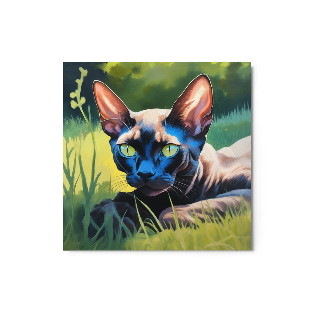 PugMug Custom Black Devon Rex Cat Metal Print