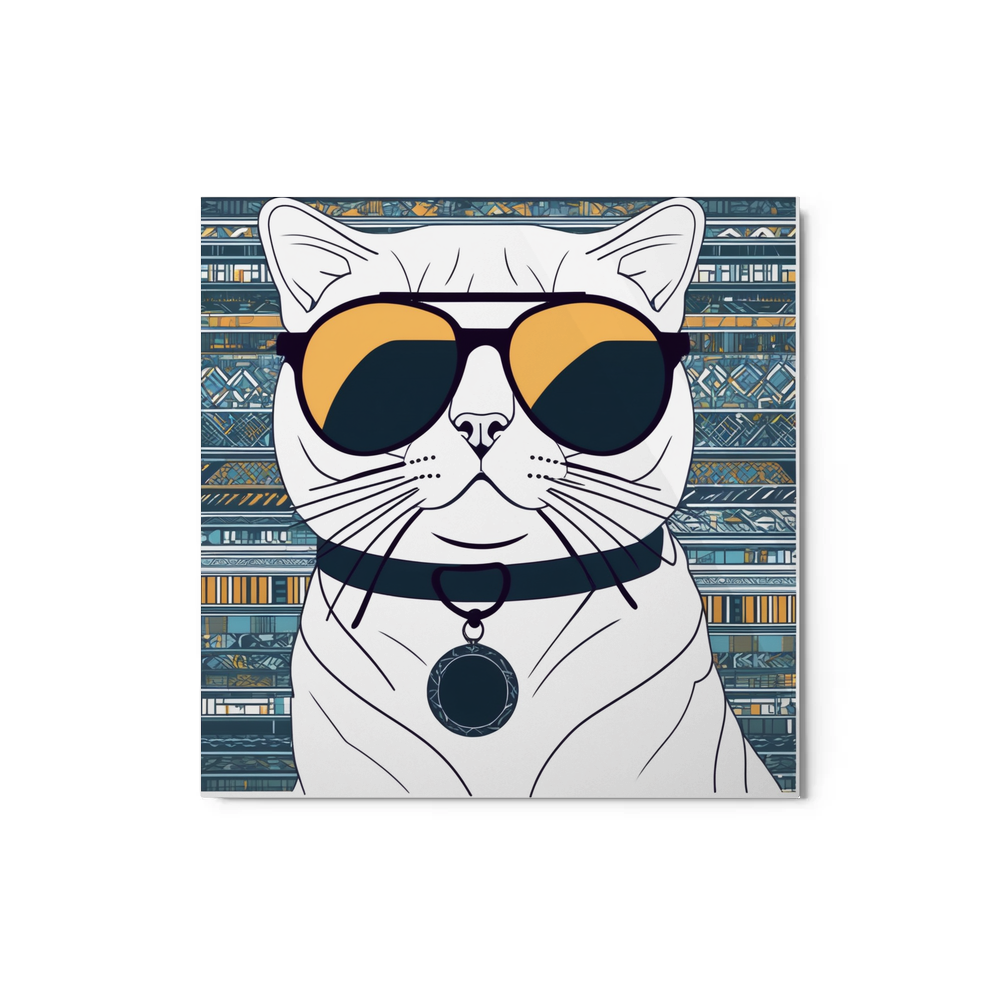 PugMug Custom White Scottish Fold Cat Metal Print