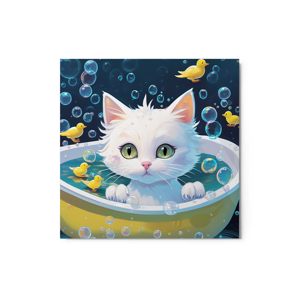 PugMug Custom White Companion Cat Metal Print