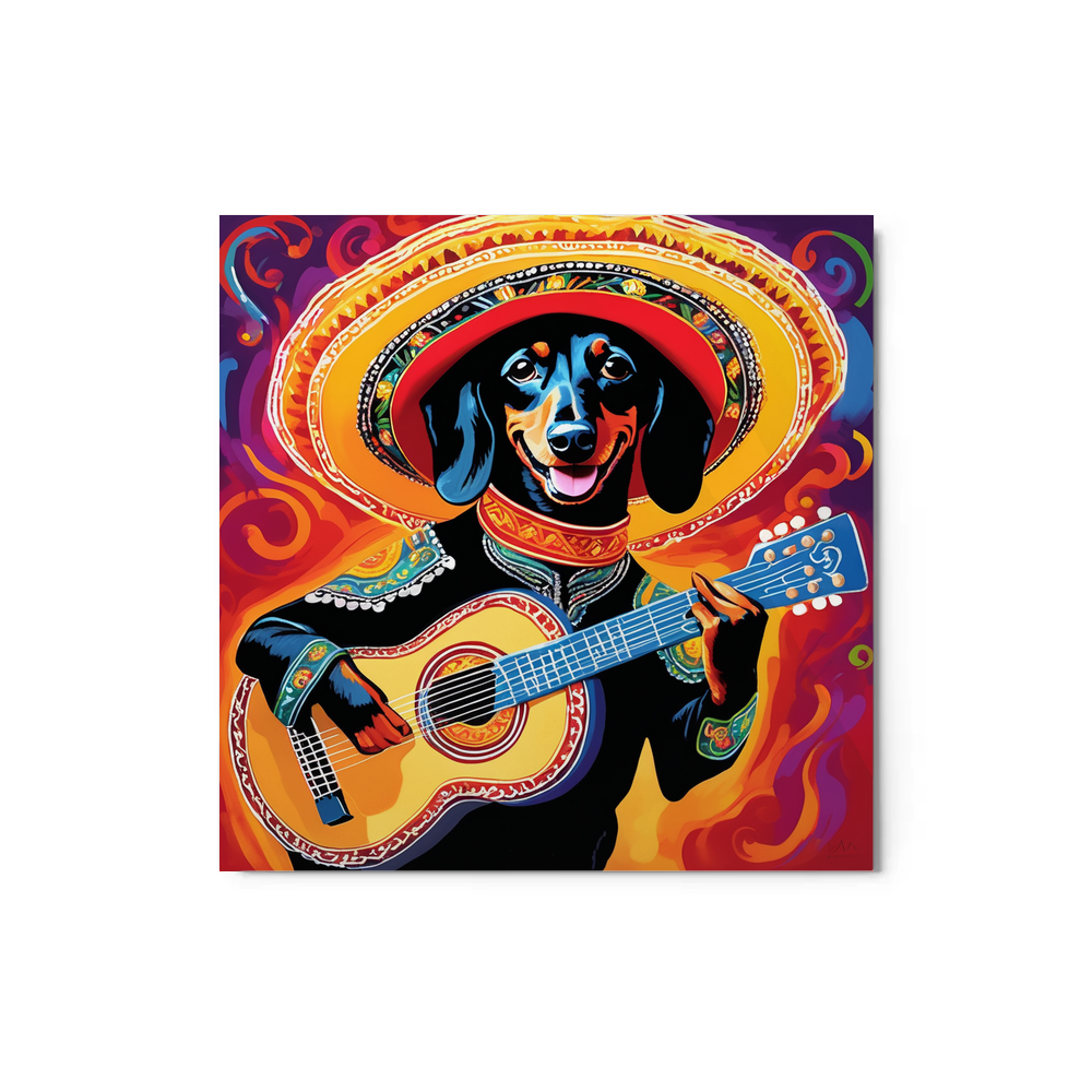 PugMug Custom Black Dachshund Metal Print