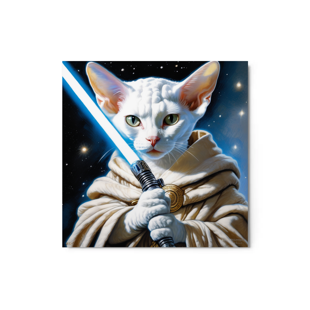 PugMug Custom White Devon Rex Cat Metal Print