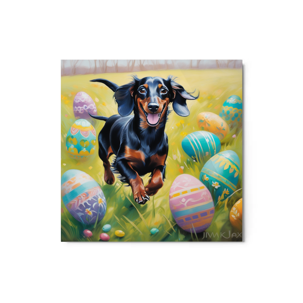 PugMug Custom Black Dachshund Metal Print