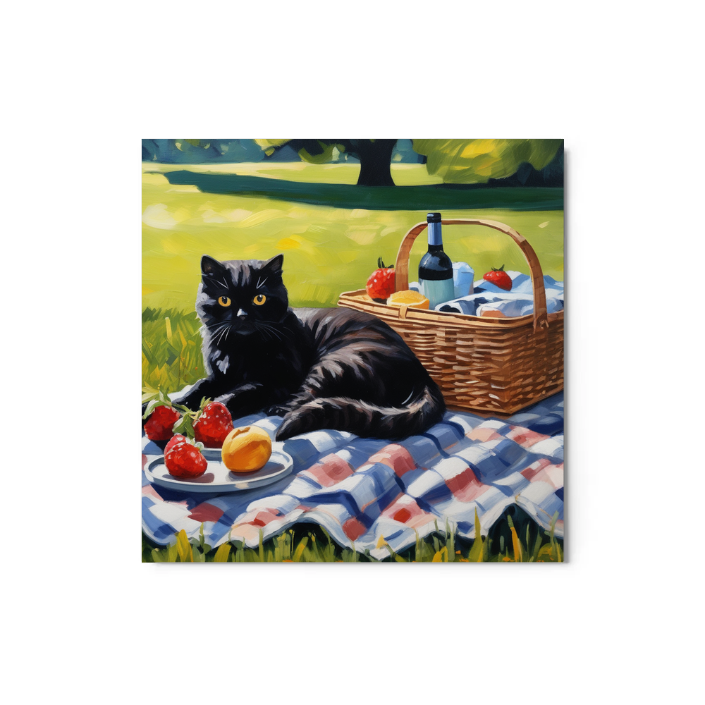 PugMug Custom Black Scottish Fold Cat Metal Print