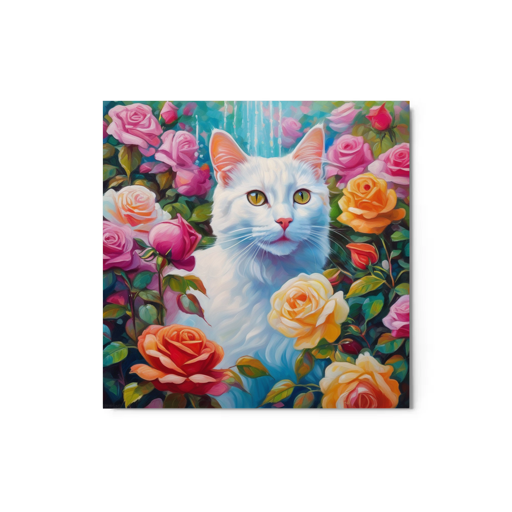 PugMug Custom White Companion Cat Metal Print