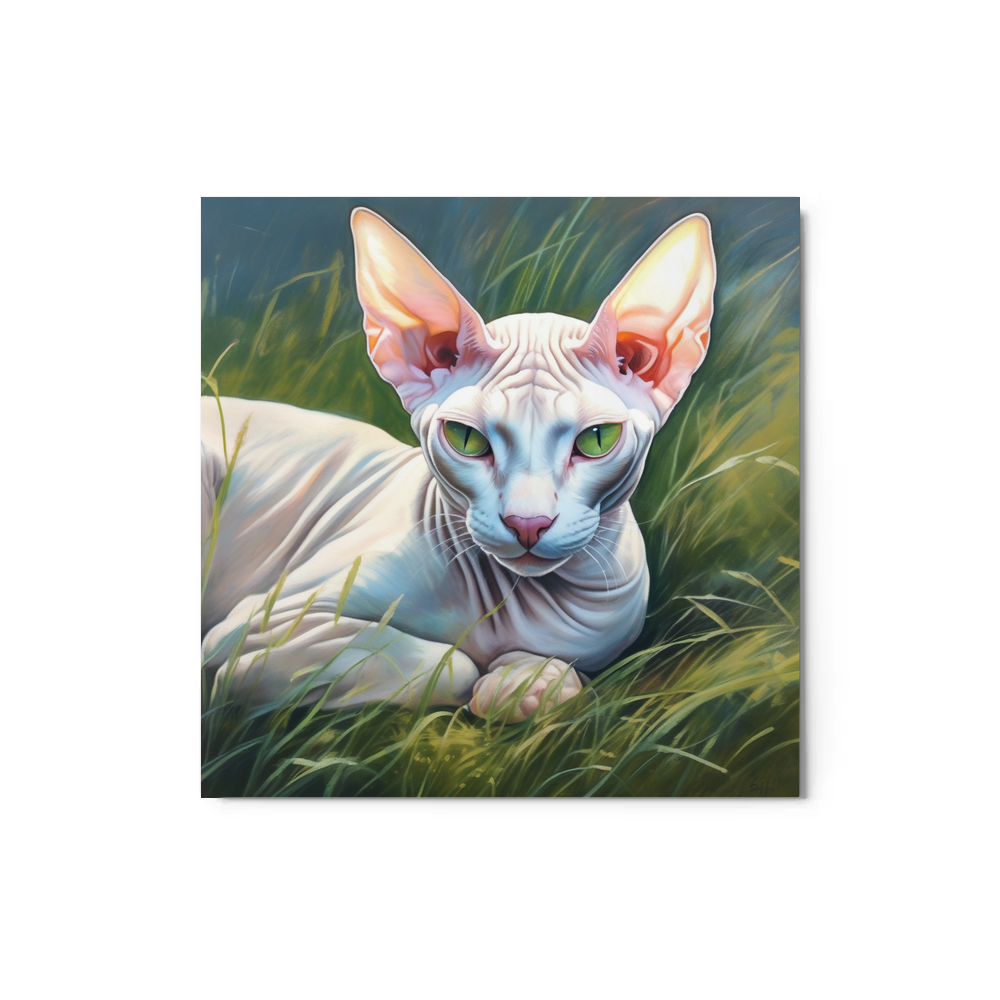 PugMug Custom White Sphynx Cat Metal Print
