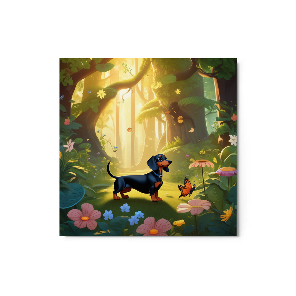 PugMug Custom Black Dachshund Metal Print