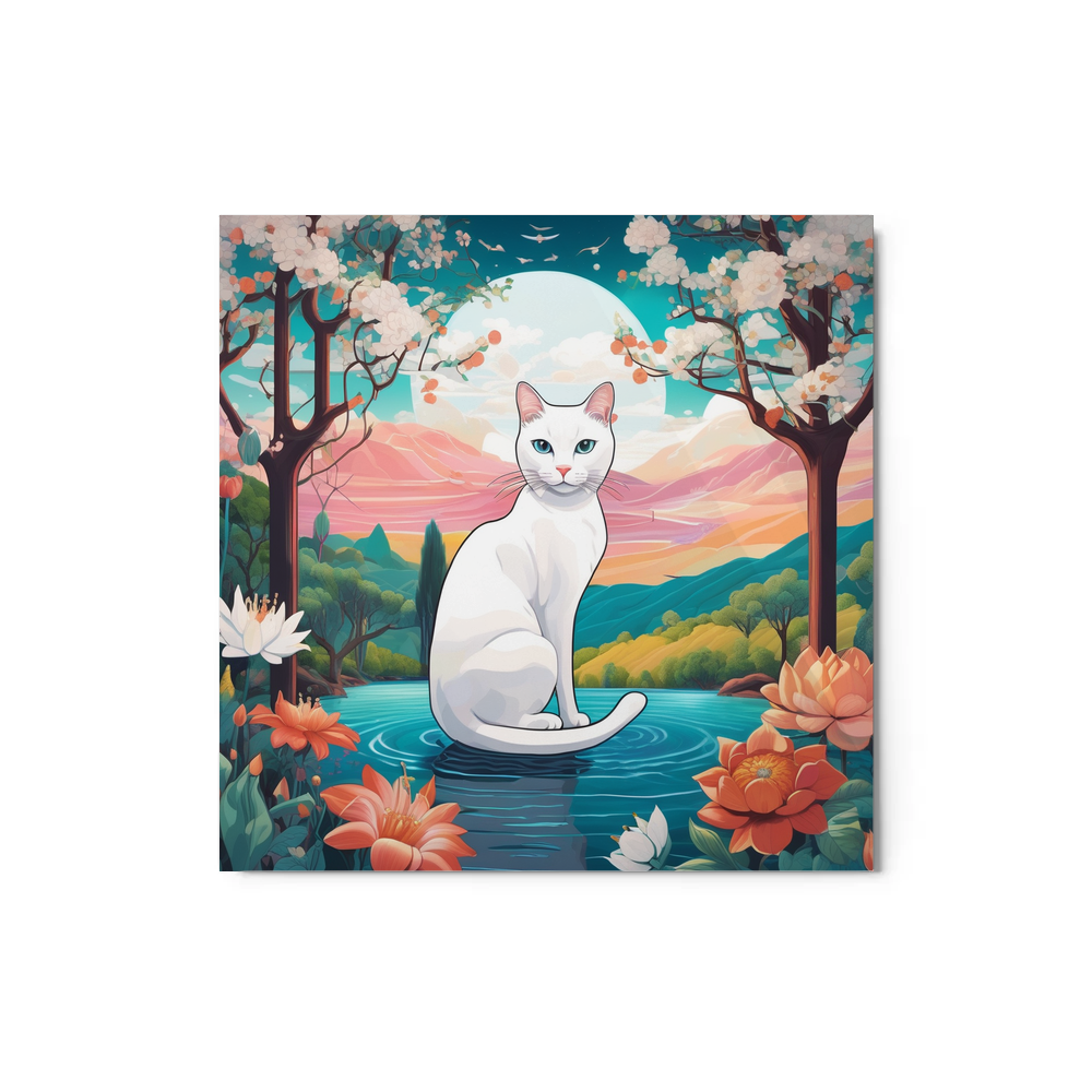 PugMug Custom White Companion Cat Metal Print