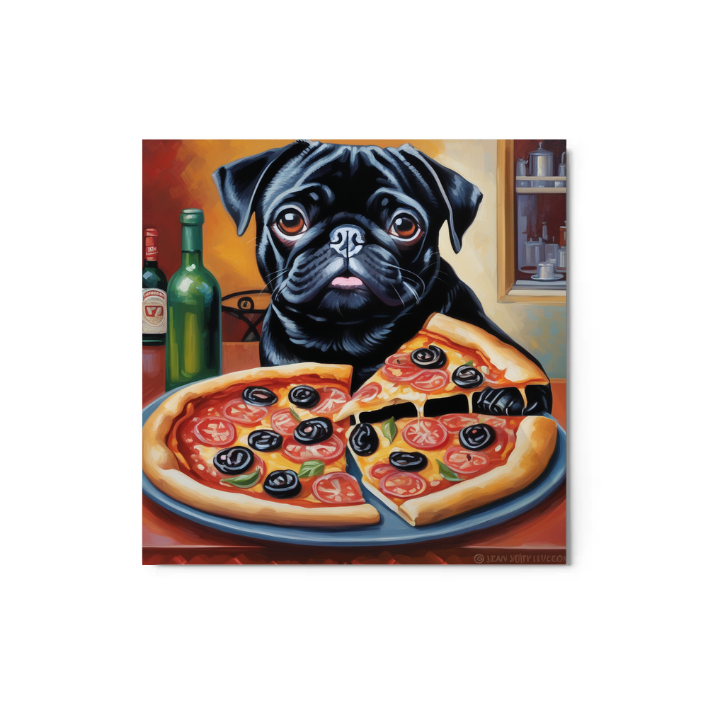 PugMug Custom Black Pug Metal Print