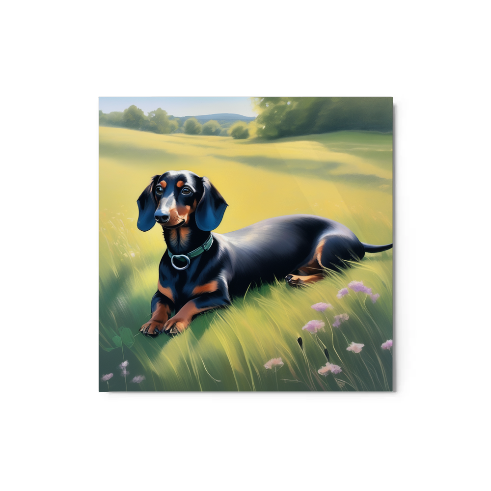 PugMug Custom Black Dachshund Metal Print