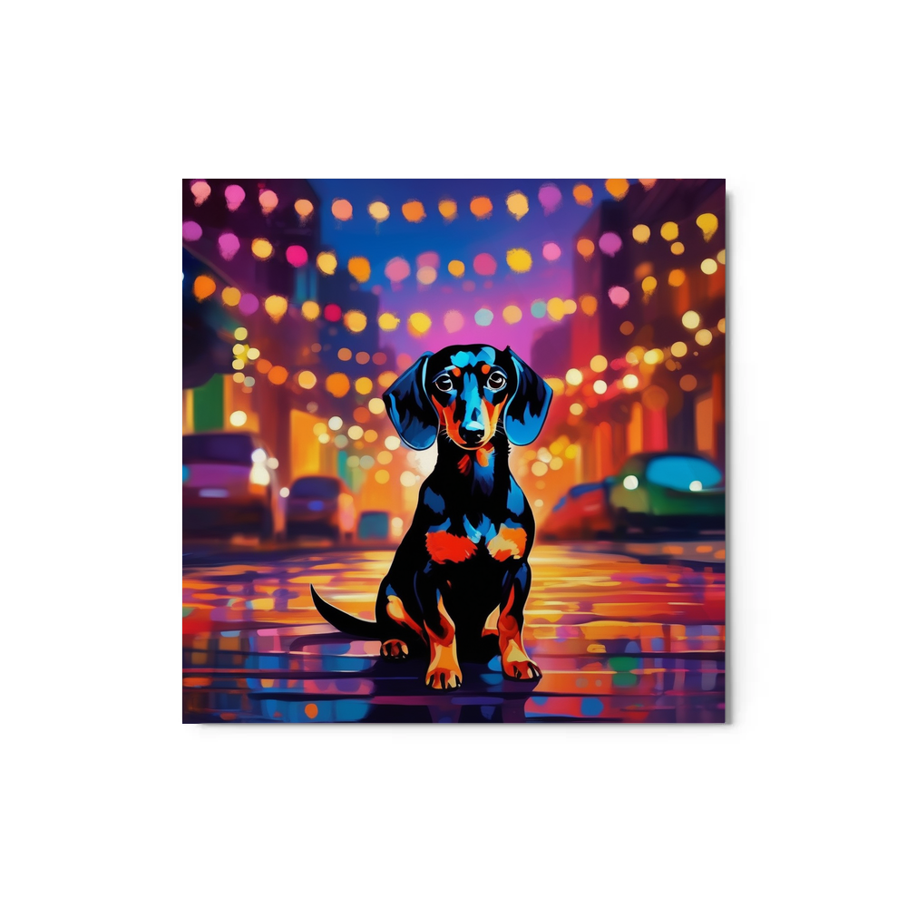 PugMug Custom Black Dachshund Metal Print