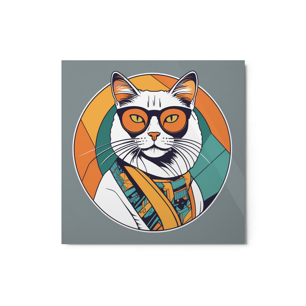 PugMug Custom White Companion Cat Metal Print