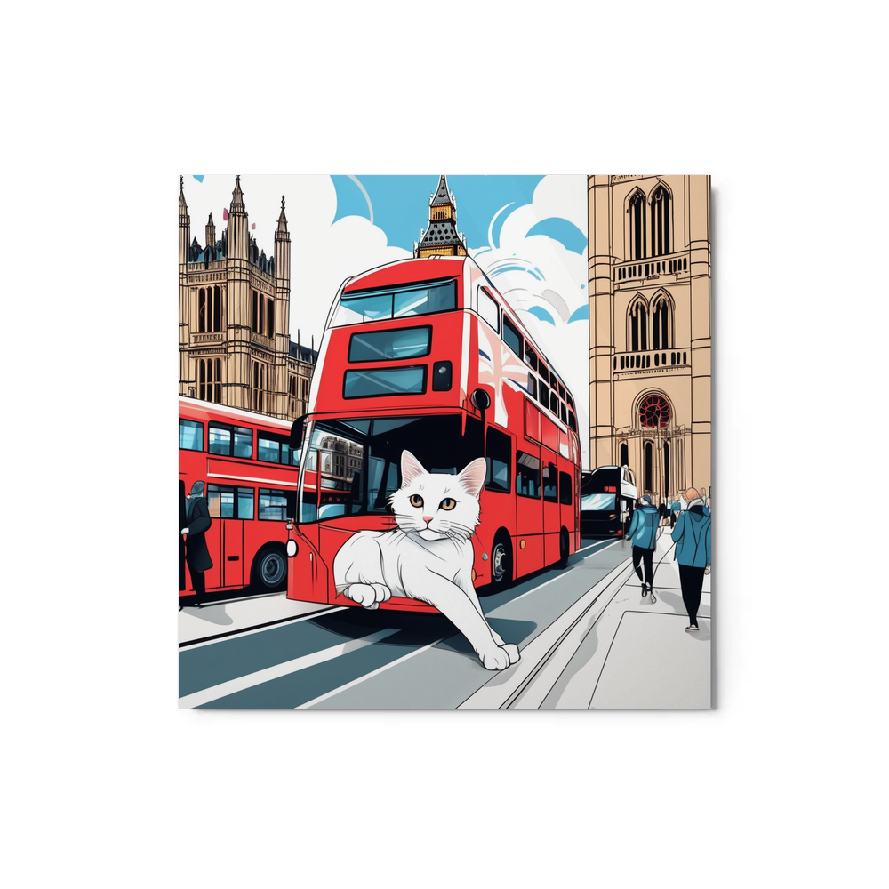 PugMug Custom White Companion Cat Metal Print