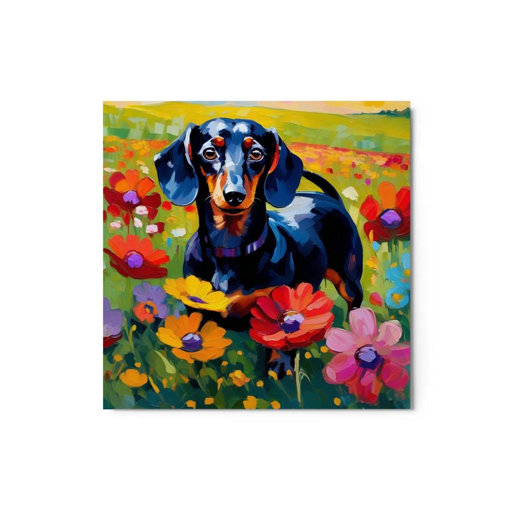 PugMug Custom Black Dachshund Metal Print
