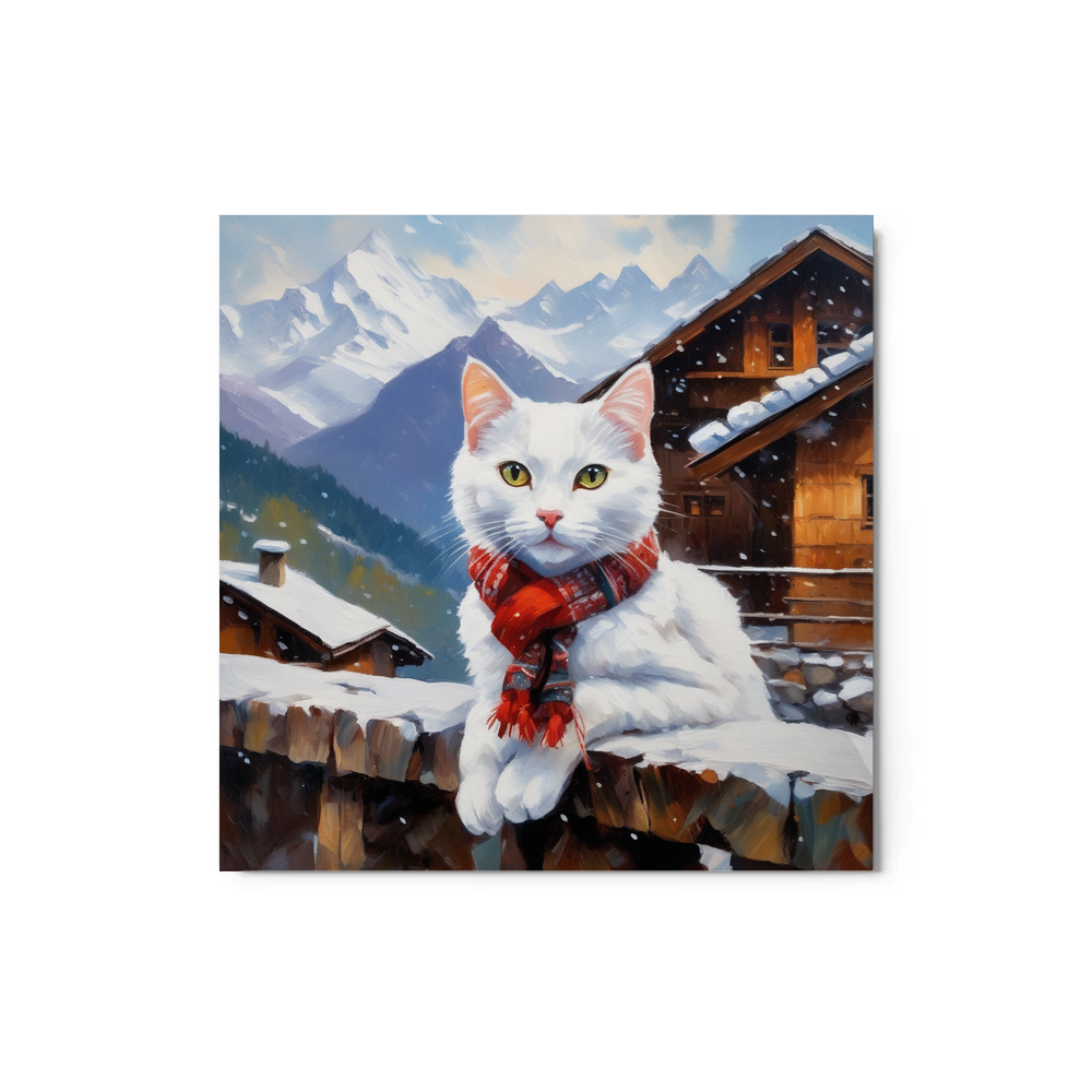 PugMug Custom White Companion Cat Metal Print