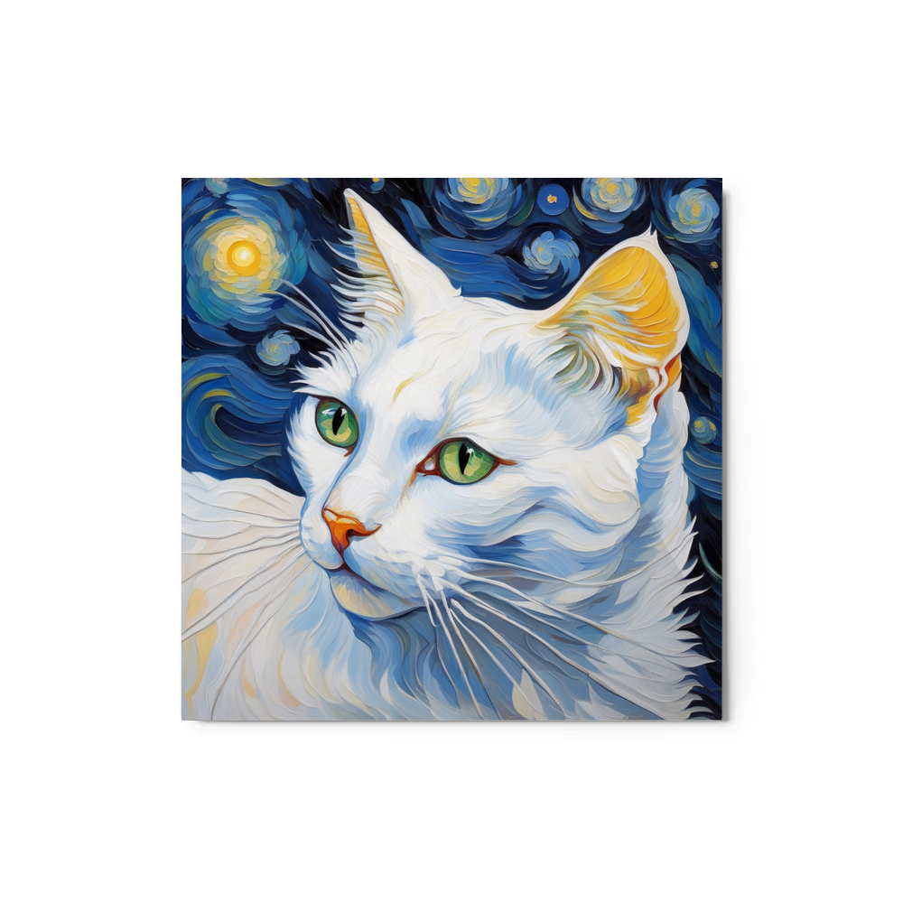 PugMug Custom White Companion Cat Metal Print
